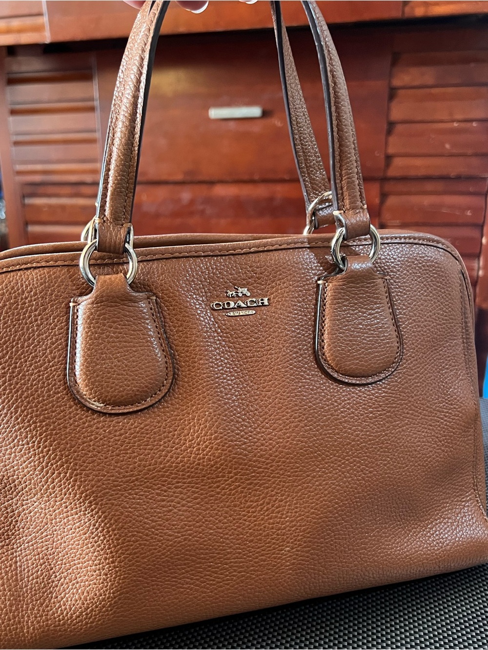 2015 35650 Coach Tan Pebbled Leather Satchel
